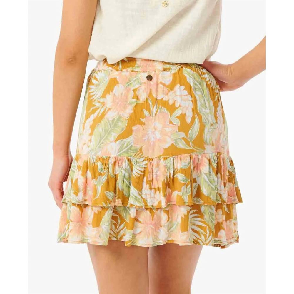 NEW RIP CURL always summer mini skirt in gold - Picture 3 of 4